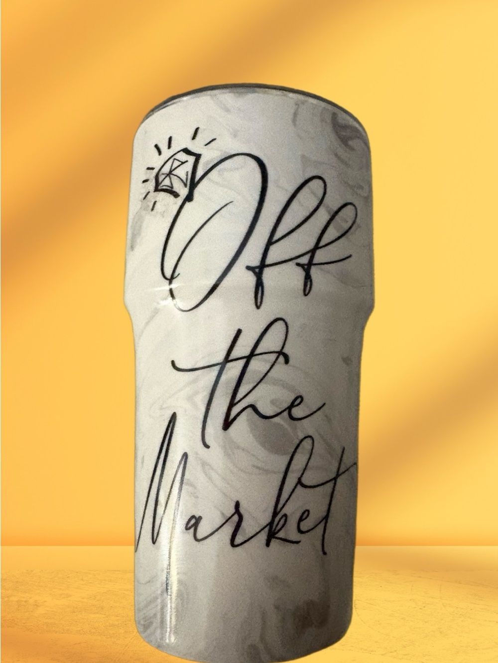 White Marble Tumbler - "Off The Market" Script⭐️NWT⭐️